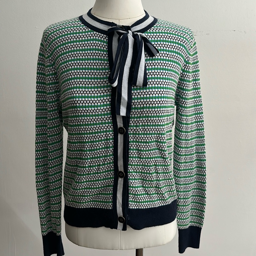 J. CREW BUTTON UP RARE CABLE-KNIT CARDIGAN SWEATER W/ BOW 😍😍😍
